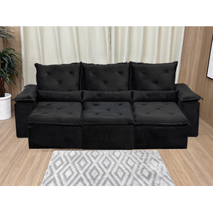 Sofá Retrátil Reclinável 2,70 M Preto 504 Athenas Premium
