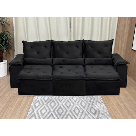Sofá Retrátil Reclinável 2,70 M Preto 504 Athenas Premium