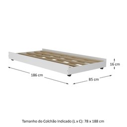 Cama Auxiliar Solteiro com Colchão Incluso Multimóveis CR35104 Branco - 2