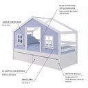 Ver imagem 4 de Cama Casinha Dos Sonhos com 02 Gavetas Madeira Maciça Branco/ Azul Housin