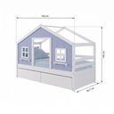 Ver imagem 3 de Cama Casinha Dos Sonhos com 02 Gavetas Madeira Maciça Branco/ Azul Housin
