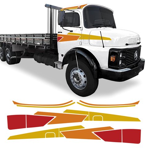 Adesivo Faixa Lateral Mercedes Mb 1113 1313 1513 Vermelho Teu Adesivo