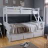 Treliche Bunk Bed Casal Madeira Macica com Escada Fixa Branco Housin CS2125-01 - 1