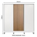 Ver imagem 3 de Guarda-Roupa Casal 100% MDF Madesa Royale 3 Portas de Correr com Pés Branco/Branco/Rustic Cor:Branco