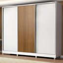 Ver imagem 1 de Guarda-Roupa Casal 100% MDF Madesa Royale 3 Portas de Correr com Pés Branco/Branco/Rustic Cor:Branco