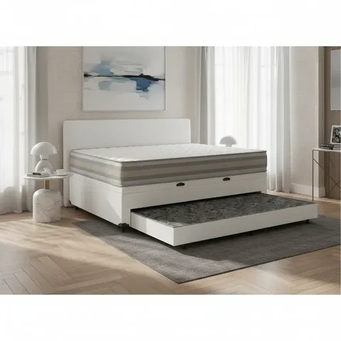 Cama Box Baú com Colchão de Espuma D33 Double Face Territory Hellen + Auxiliar Solteiro 88cm