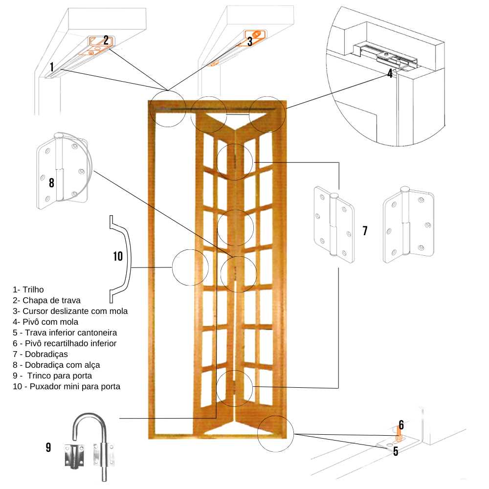 Kit Ferragens p/ Porta Camarão Completo 80cm Natural - Alfer - 2