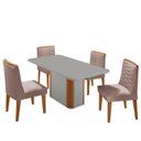 Ver imagem 2 de Mesa de Jantar Isadora 120cm Tampo Mdf Vidro com 4 Cadeiras Linho Capuccino Off White Naturale