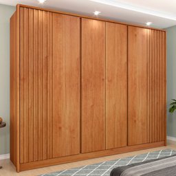 Guarda-Roupa Casal Barcelona 6 Portas 6 Gavetas Ripado Cinamomo - Tcil Móveis - 1