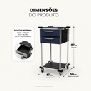 Ver imagem 5 de Carrinho Gaveteiro Organizador Multiuso em Aço 2 Gavetas Azul com Rodinhas | Organização Mad.U Two