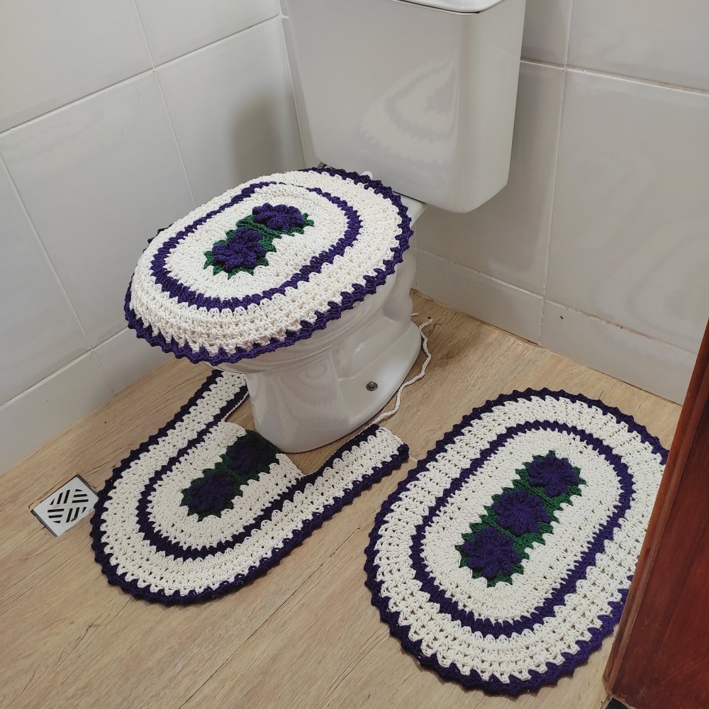 Tapete De Crochê Para Banheiro Flor Criativa:Violeta