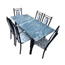 Ver imagem 2 de Conjunto Mesa de Jantar Tubular Veneza Gran 6 Cadeiras Thais Preto/branco