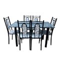 Ver imagem 1 de Conjunto Mesa de Jantar Tubular Veneza Gran 6 Cadeiras Thais Preto/branco