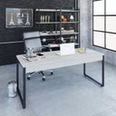 Ver imagem 1 de Escrivaninha Mesa Escritório Diretor Estilo Kuadra 180cm Industrial Snow Bege