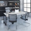 Ver imagem 2 de Escrivaninha Mesa Escritório Diretor Estilo Kuadra 180cm Industrial Snow Bege