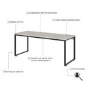 Ver imagem 4 de Escrivaninha Mesa Escritório Diretor Estilo Kuadra 180cm Industrial Snow Bege