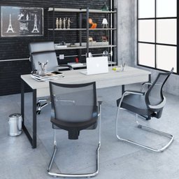 Escrivaninha Mesa Escritório Diretor Estilo Industrial 180cm Kuadra - 2 Escrivaninha Mesa Escritório Diretor Estilo Industrial 180cm Kuadra - 2