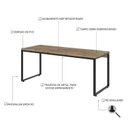 Ver imagem 4 de Escrivaninha Mesa Escritório Diretor Estilo Kuadra 180cm Industrial Carvalho Marrom