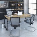 Ver imagem 2 de Escrivaninha Mesa Escritório Diretor Estilo Kuadra 180cm Industrial Carvalho Marrom