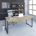 Ver imagem 1 de Escrivaninha Mesa Escritório Diretor Estilo Kuadra 180cm Industrial Carvalho Marrom