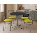 Ver imagem 2 de Mesa de Jantar Redonda 80cm Preta com 4 Cadeiras Estofada Cinza