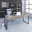 Ver imagem 1 de Escrivaninha Mesa Escritório Diretor Estilo Kuadra 180cm Industrial Carvalho Dark Marrom