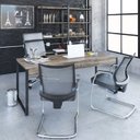 Ver imagem 2 de Escrivaninha Mesa Escritório Diretor Estilo Kuadra 180cm Industrial Carvalho Dark Marrom