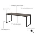 Ver imagem 4 de Escrivaninha Mesa Escritório Diretor Estilo Kuadra 180cm Industrial Carvalho Dark Marrom