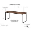 Ver imagem 4 de Escrivaninha Mesa Escritório Diretor Estilo Kuadra 180cm Industrial Nogal Marrom