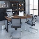 Ver imagem 2 de Escrivaninha Mesa Escritório Diretor Estilo Kuadra 180cm Industrial Nogal Marrom