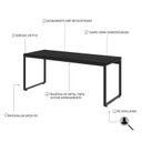 Ver imagem 4 de Escrivaninha Mesa Escritório Diretor Estilo Kuadra 180cm Industrial Preto Ônix