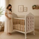 Ver imagem 3 de Kit Peroba Berço Elô Off White/Amêndoa + Capitonê Cor Areia