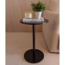 Ver imagem 2 de Mesa Lateral de Apoio Preta em Mdf Redonda 40x61cm para Sofá Sala Quarto Hall de Entrada Decoração