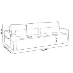 Sofá Retrátil Reclinável para Sala de Estar Living 240cm Sevilha F04 Veludo Preto - 5