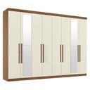 Ver imagem 1 de Guarda Roupa Casal 8 Portas 4 Gavetas Master New com Espelho Jatobá Areia Acetinado - Santos Andirá