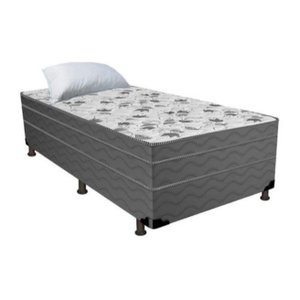 Cama Box Solteiro Conjugada Semi Ortopédica Cinza