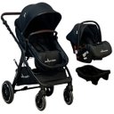 Ver imagem 1 de Carrinho Bebê Premium Baby Kansas Berço Passeio Moisés Bebê Conforto Travel System Preto Base Carro