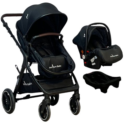 Carrinho Bebê Premium Baby Kansas Berço Passeio Moisés Bebê Conforto Travel System Preto Base Carro