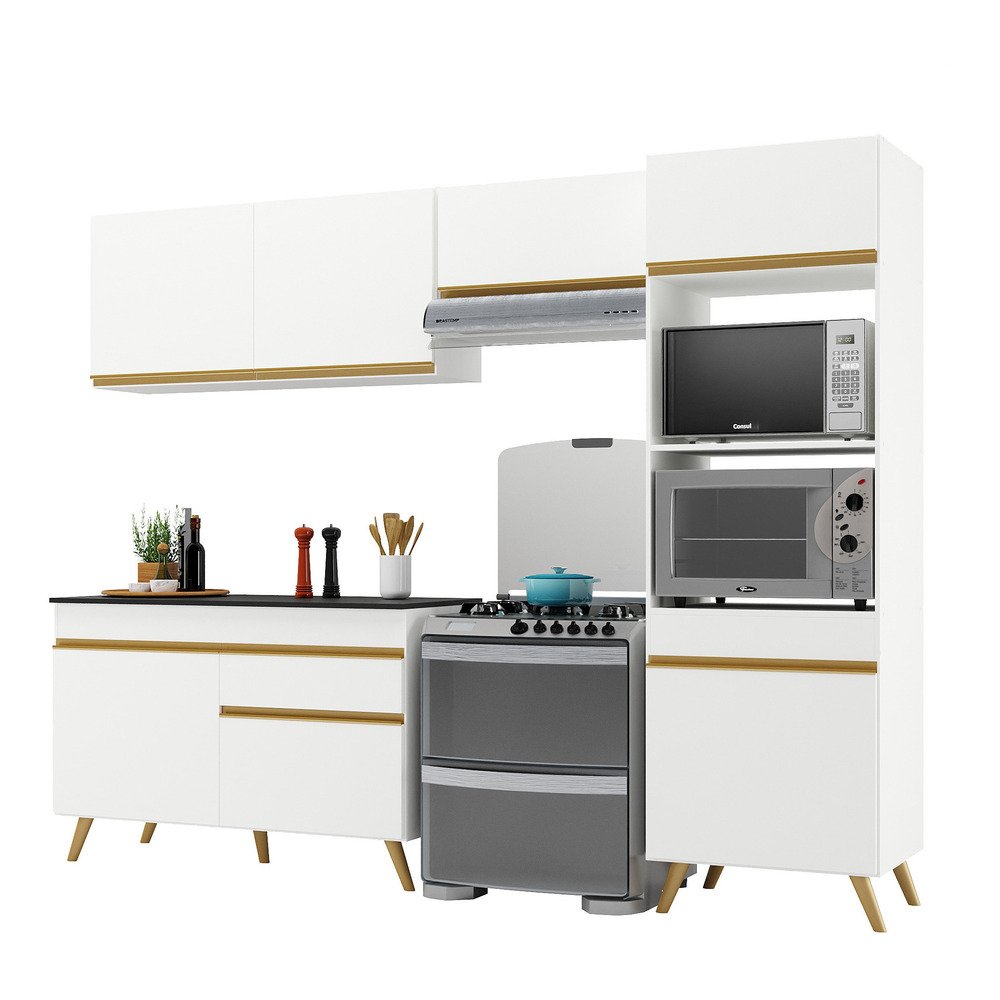 Cozinha Compacta 4 Pç com Armário e Balcão Mp3693 Veneza Gw Multimóveis Branca - 7