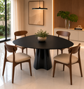 Ver imagem 3 de Mesa Jantar Orgânica Canya Cone Lua 140x145cm - Laca Preto