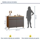 Ver imagem 3 de Balcão 2 Portas 2 Gavetas 120cm 100% MDF Realeza Premium Cinza/Carvalho/Titânio