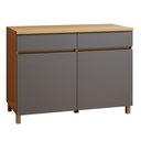Ver imagem 2 de Balcão 2 Portas 2 Gavetas 120cm 100% MDF Realeza Premium Cinza/Carvalho/Titânio