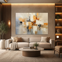 Ver imagem 3 de Quadro Decorativo para Quarto Sala Arte Abstrato Bege Branco Marrom Dourado Grande Escritório Hall