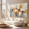 Quadro Decorativo para Quarto Sala Arte Abstrato Bege Branco Marrom Dourado Grande Escritório Hall - 1