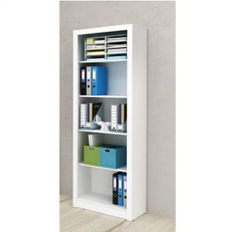 Kit Escritório 6 Peças com Mesa para Escritório em L, Balcão,  Gaveteiro,  Armário Multiuso Alto e 2 Estantes - 6