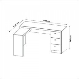 Kit Escritório 6 Peças com Mesa para Escritório em L, Balcão,  Gaveteiro,  Armário Multiuso Alto e 2 Estantes - 9