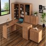 Kit Escritório 6 Peças com Mesa para Escritório em L, Balcão,  Gaveteiro,  Armário Multiuso Alto e 2 Estantes - 1