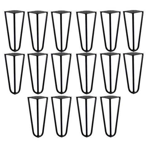 Kit 16 Pés de Metal 15 CM Hairpin Legs Mesas de Centro Puffs Preto