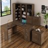 Kit Escritório 6 Peças com Mesa para Escritório em L, Balcão,  Gaveteiro,  Armário Multiuso Alto e 2 Estantes - 1