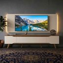 Ver imagem 2 de Rack Retrô com Painel para TV até 70 Polegadas com LED 2,20m Shop - Off White/Cedro